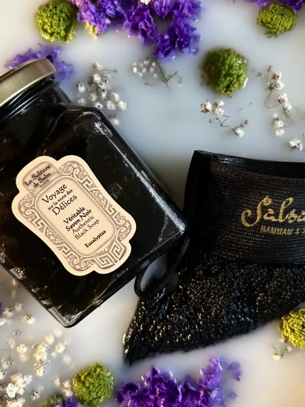 Savon noir et gant de gommage Salsabil
